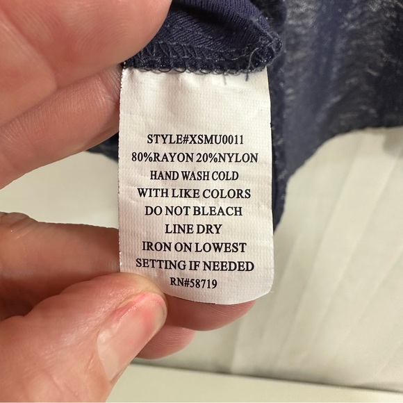 ny collection Shiny Navy Half Button Collared Long Sleeve with Rolled Cuffs Sml - Picture 8 of 8